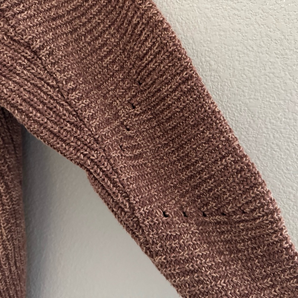Free People High Hopes Cardigan Sweater Medium Brown Fisheraman Boho Chunky Prep - Picture 9 of 12